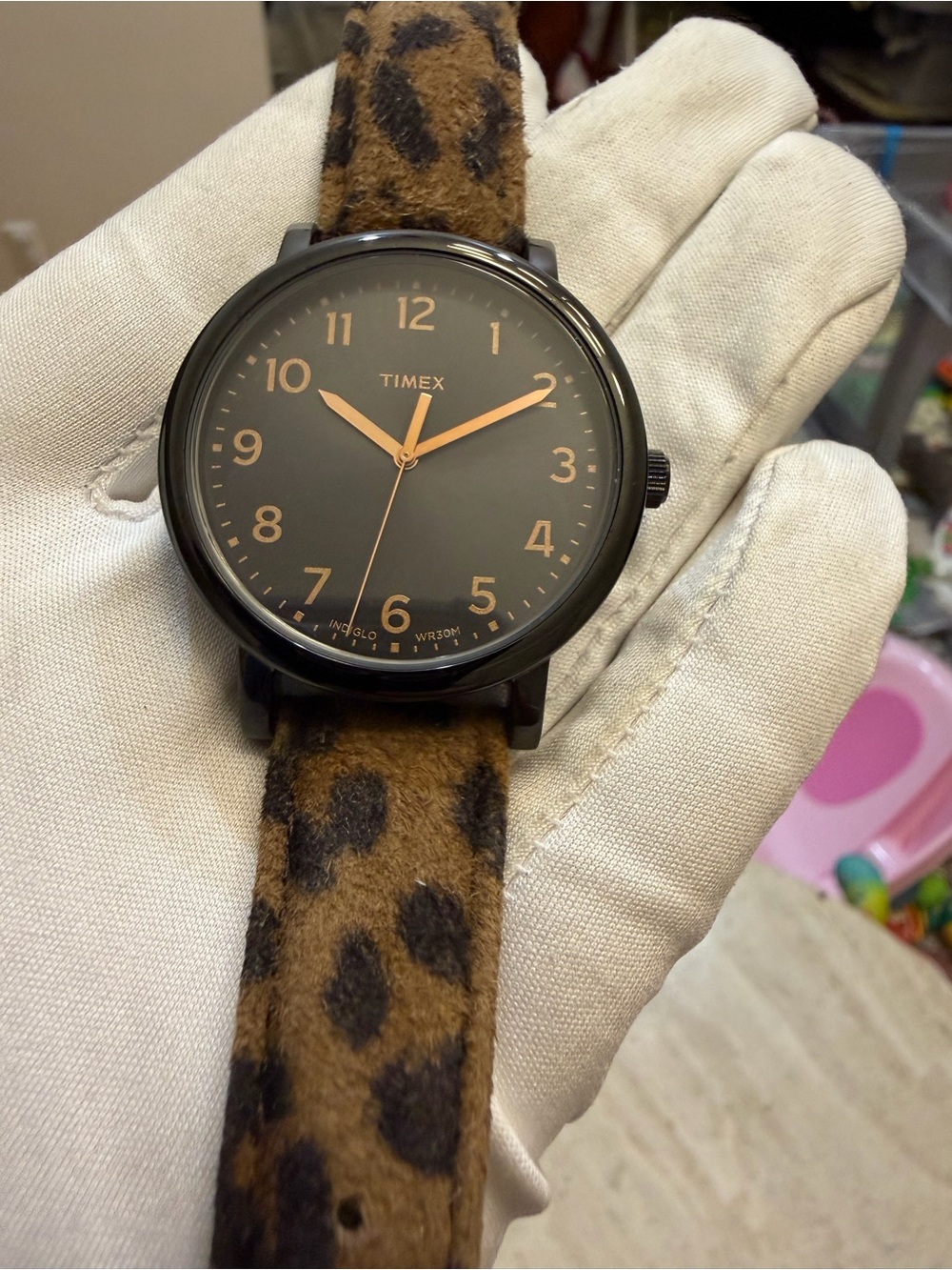 Timex Originals Leopard Print Watch Black Dial Indiglo WR30M Quartz Unisex